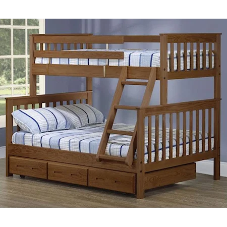 Twin/Double Bunk Bed w/ Storage Trundle & Ladder